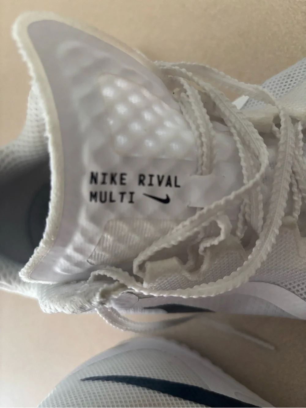 Nike White Track Spikes with Clear Studded Sole